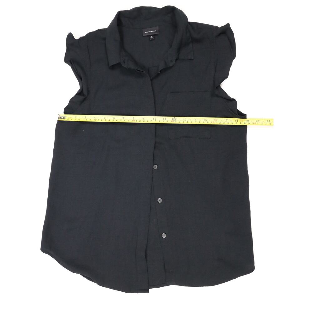 Who What Wear Black Sleeveless Blouse Ruffle Sleeve Lightweight Flowy Minimalist - Picture 7 of 10